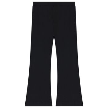 Girls Black Teddy Bear Logo Leggings