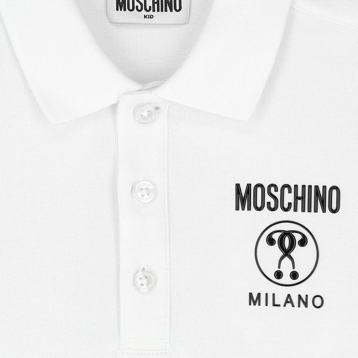 Boys White Logo Polo Shirt, 1, hi-res