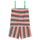Girls Multi-Coloured Zig-Zag Crochet Playsuit, 1, hi-res