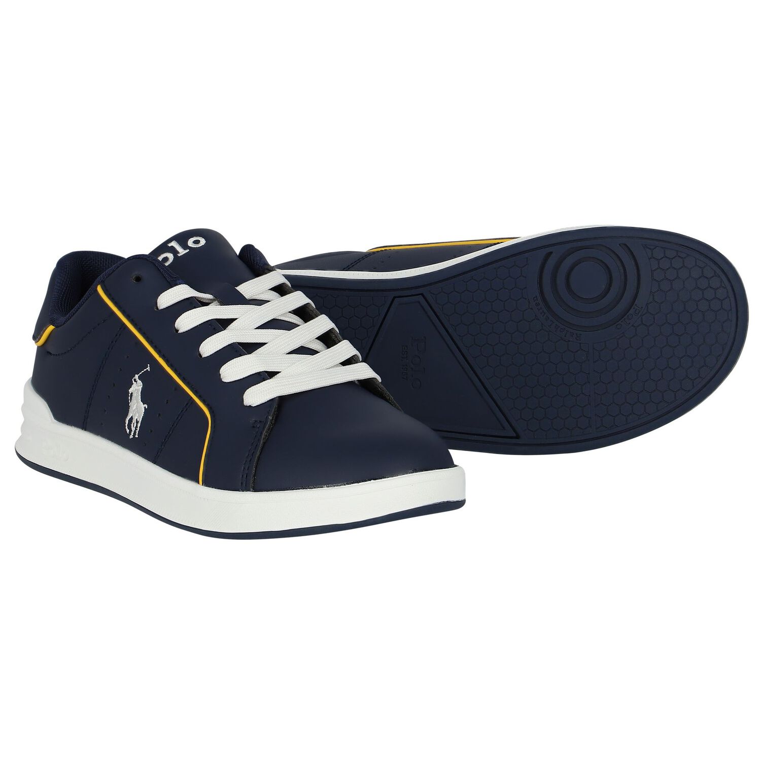 Boys Navy Blue Logo Trainers, 1, hi-res image number null