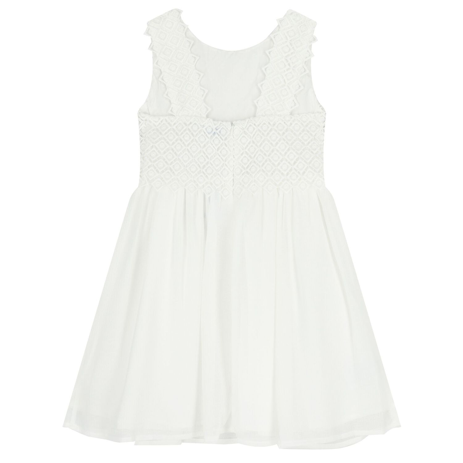 Girls White Lace Dress, 1, hi-res