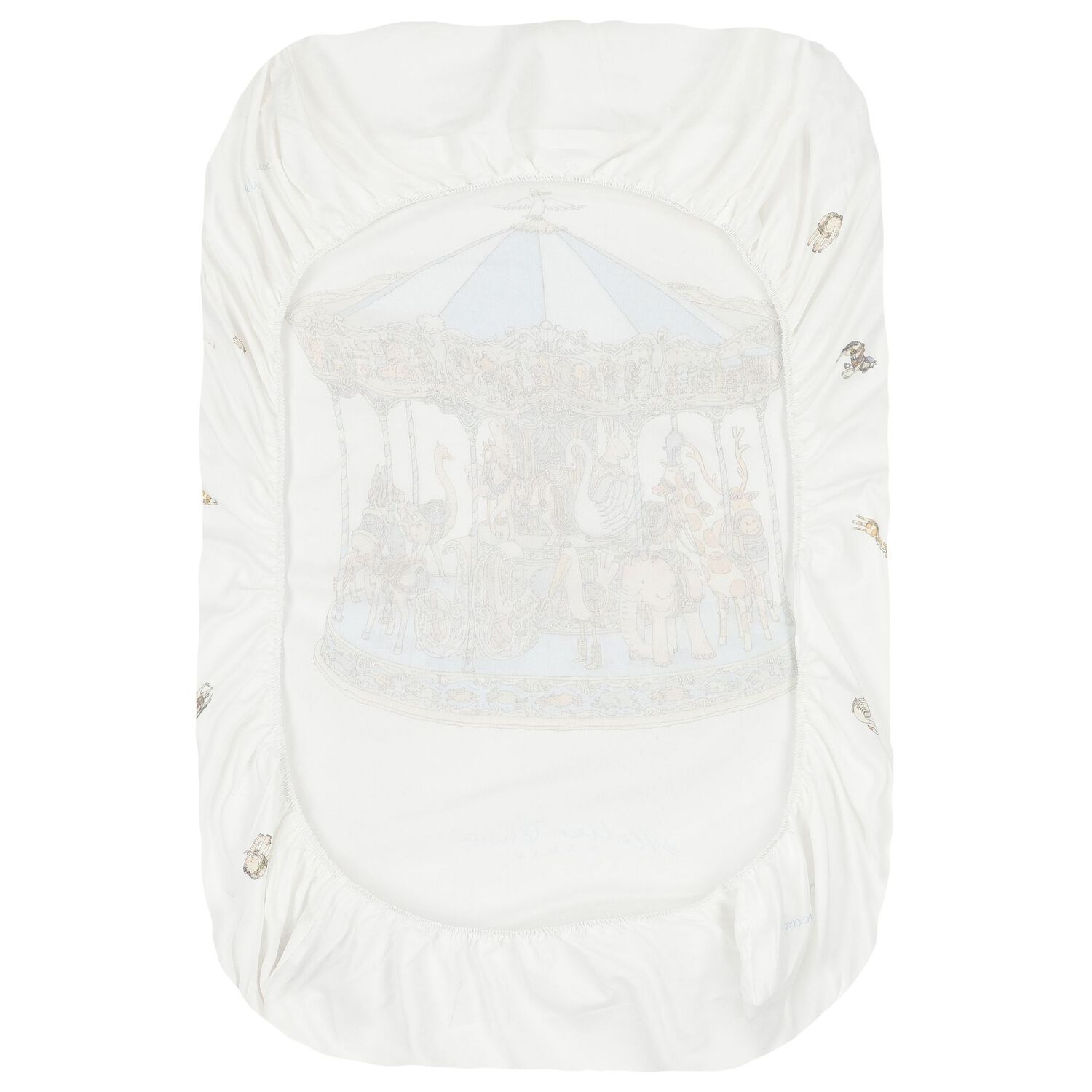 Baby Boys White & Blue Carousel Fitted Sheet, 1, hi-res