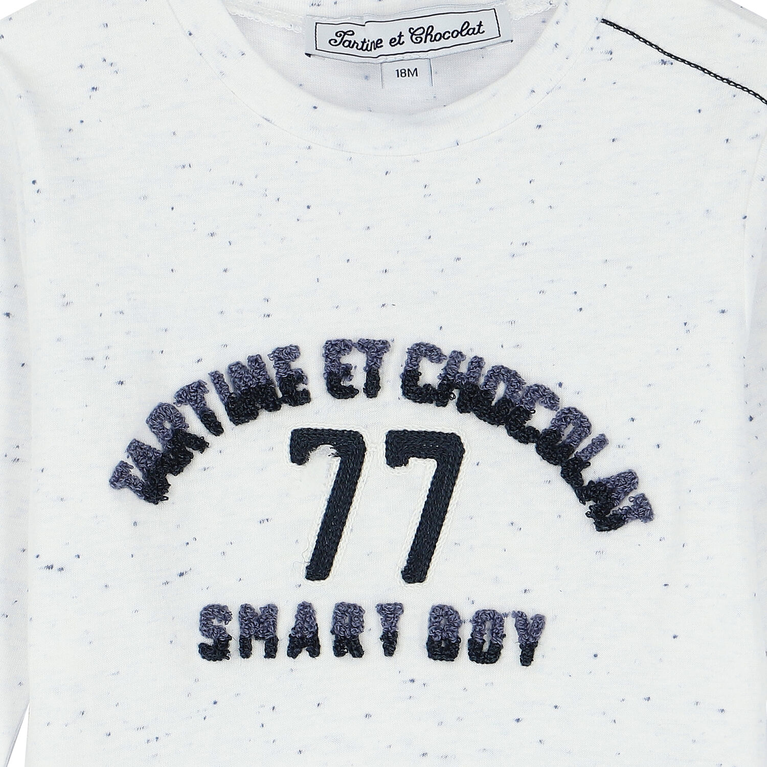 Baby Boys White & Navy Long Sleeve Top, 1, hi-res