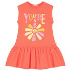 Girls Orange Embellished Dress, 1, hi-res