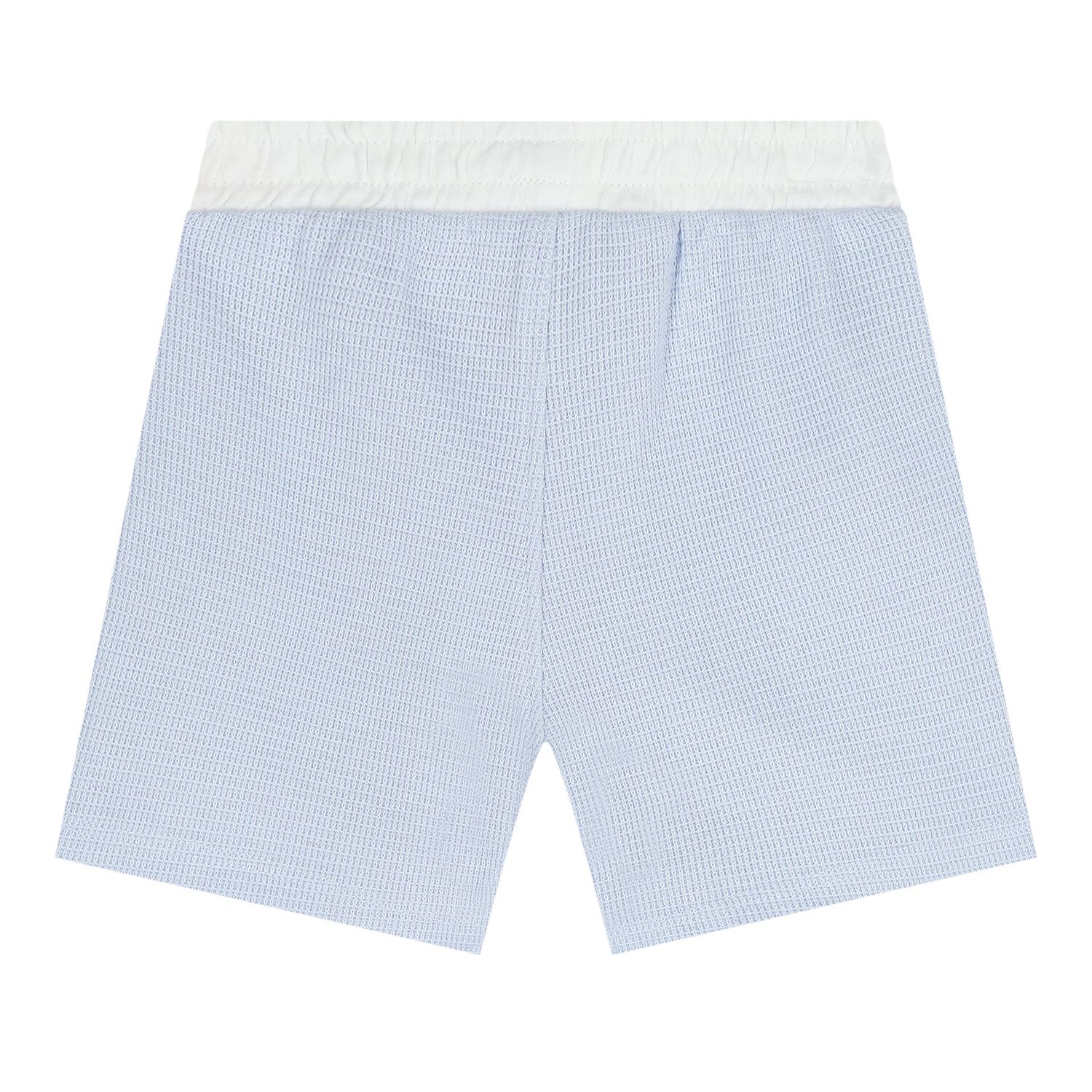 Baby Boys White & Blue Knitted Shorts Set, 2, hi-res