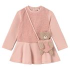 Younger Girls Pink Teddy Bear Dress Set, 2, hi-res