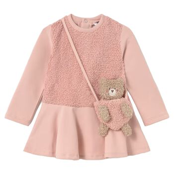 Younger Girls Pink Teddy Bear Dress Set