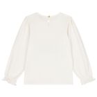 Girls Ivory Logo Long Sleeve Top, 1, hi-res