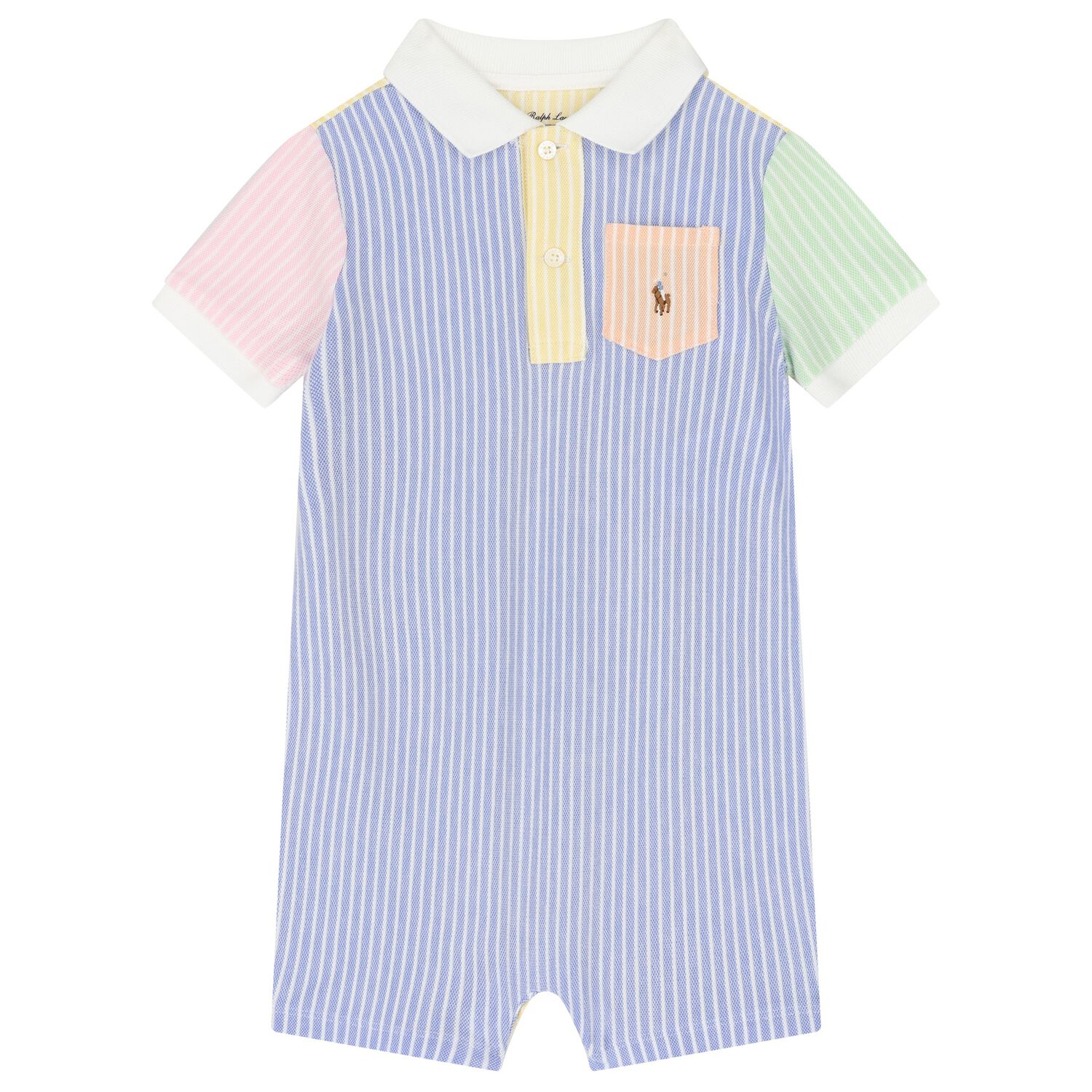 Baby Boys Blue Striped Colour Block Cotton Romper, 1, hi-res