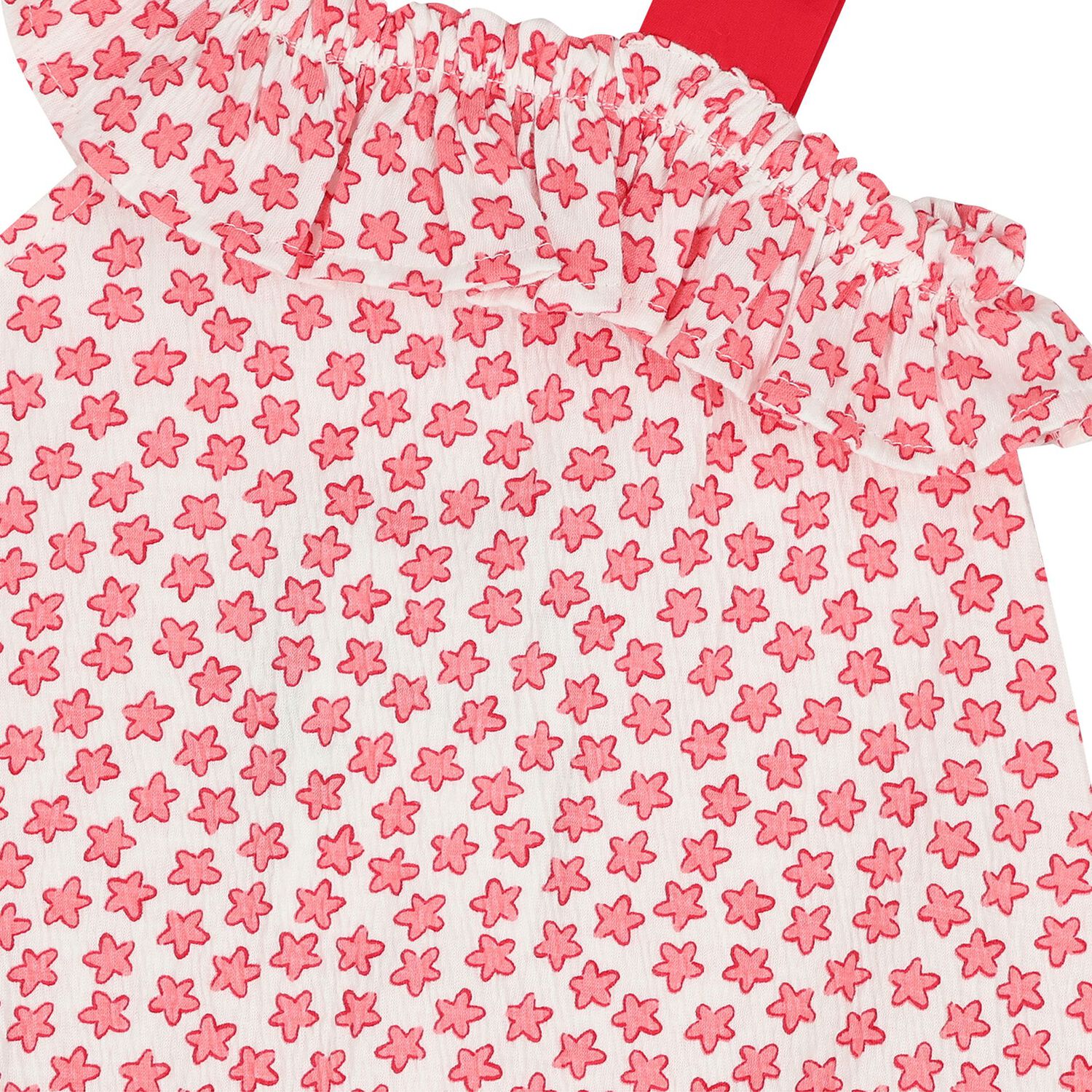 Younger Girls White & Red Star Dress, 1, hi-res