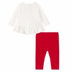 Girls Ivory & Red Leggings Set, 1, hi-res