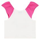 Younger Girls White & Pink Shorts Set, 1, hi-res