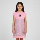 Girls Pink Sequins Logo Dress, 1, hi-res