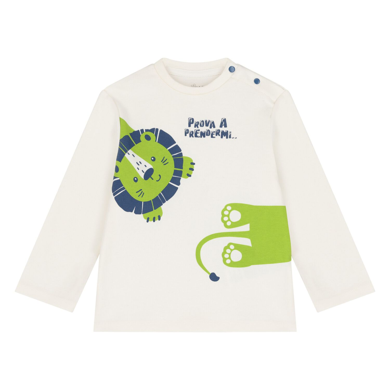 Baby Boys Ivory Lion Long Sleeve Top, 1, hi-res