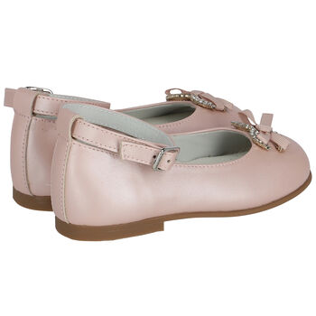 Younger Girls Pink Embellished Bow Shoes