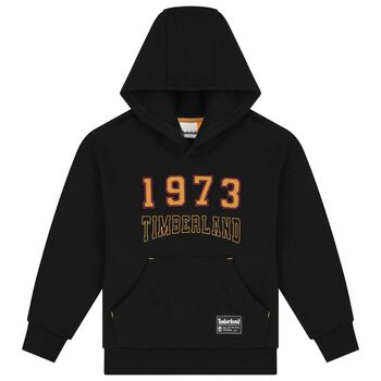 Boys Black Logo Hooded Top