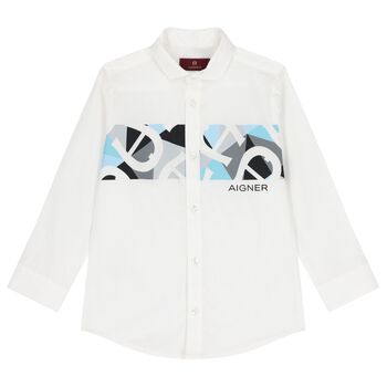 Boys White Logo Shirt