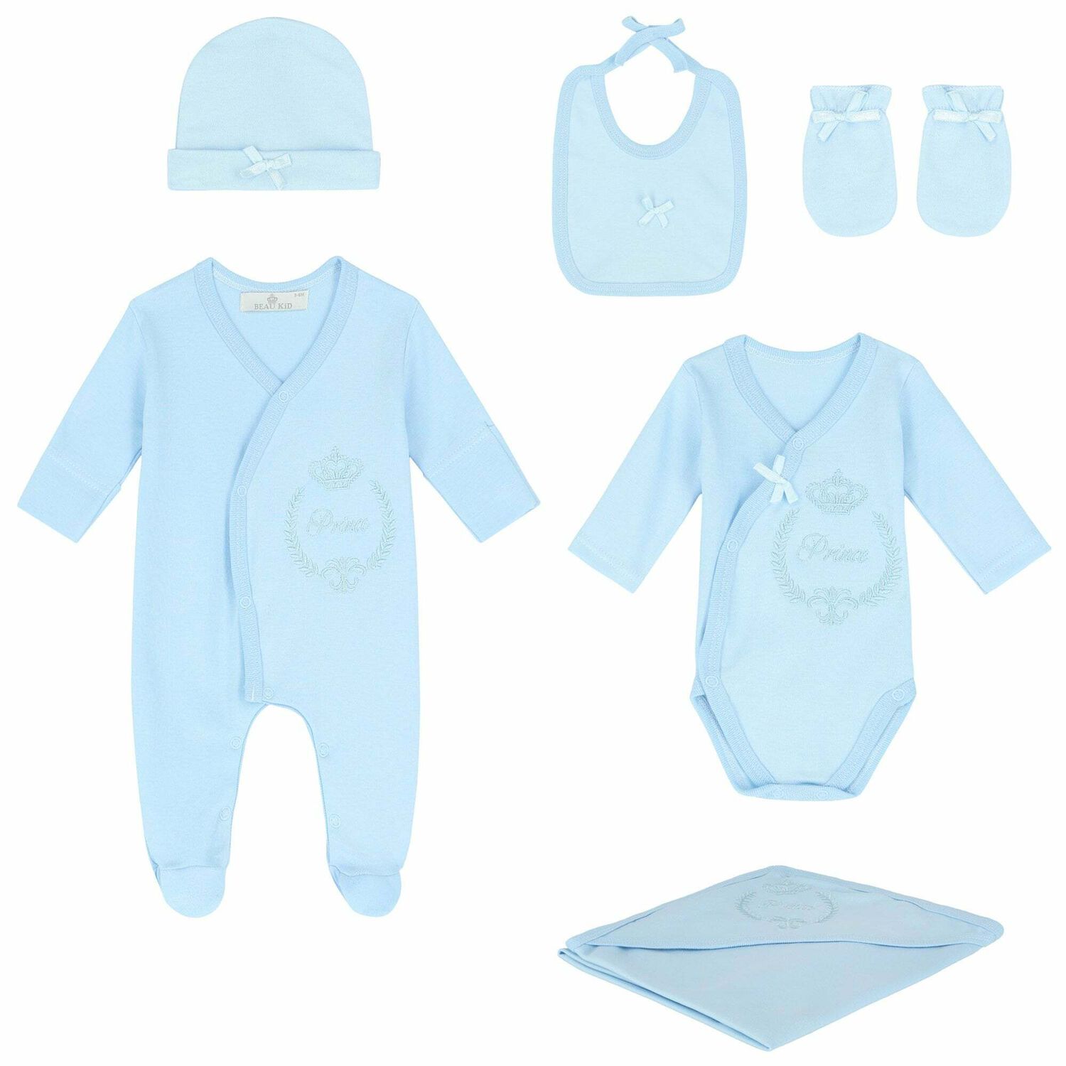 Baby Boys Blue Embroidered Gift Set, 2, hi-res