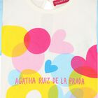 Girls Ivory & Blue Logo Top, 1, hi-res