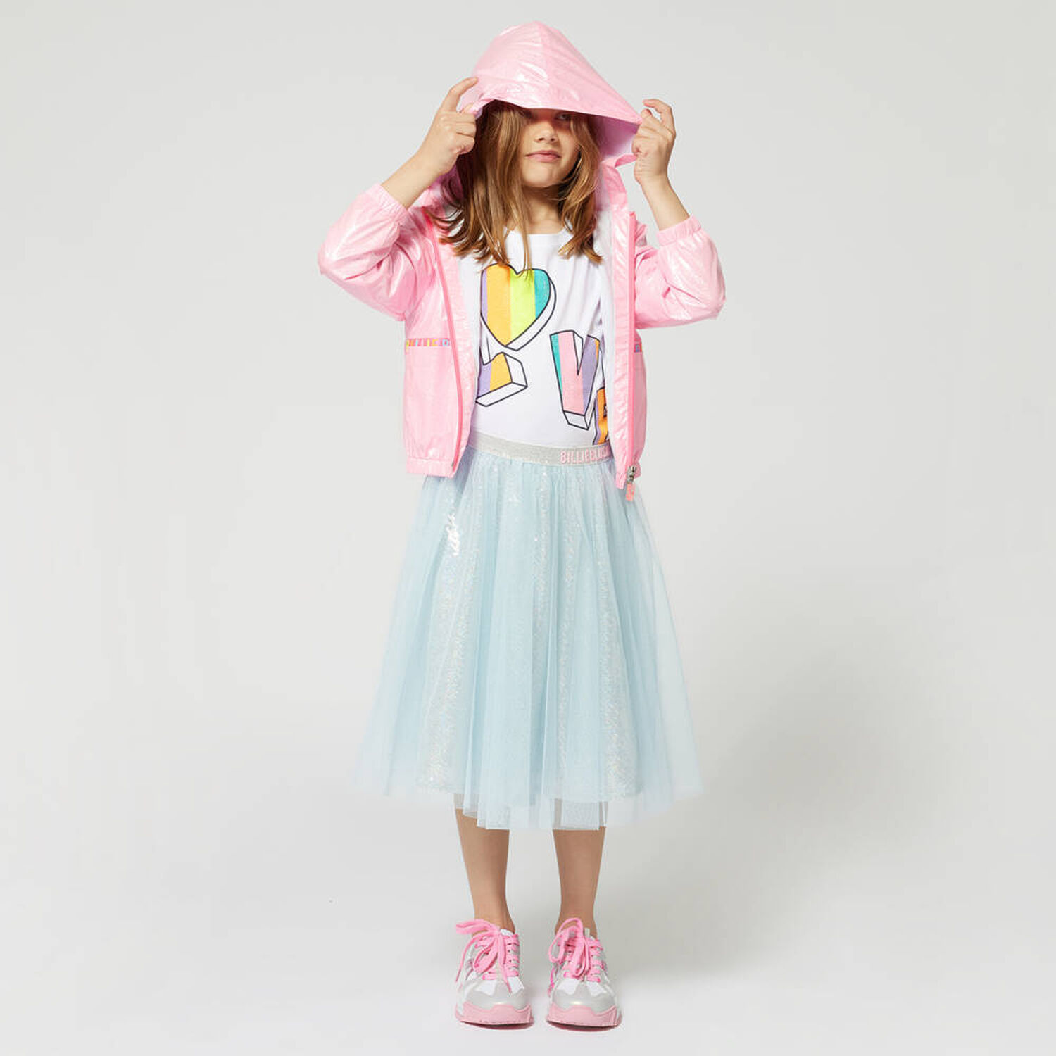 Girls Blue Sequin Tulle Skirt, 1, hi-res image number null