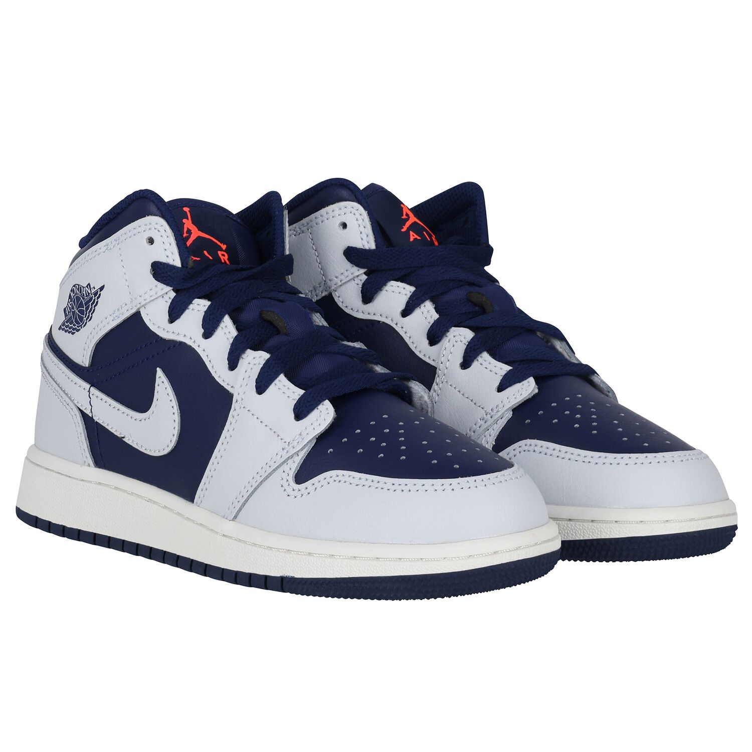 Blue & Grey Air Jordan 1 Mid Trainers, 4, hi-res
