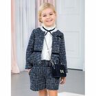 Girls Blue Tweed Jacket, 1, hi-res