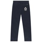Boys Navy Blue Cotton Trousers, 1, hi-res