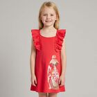 Girls Red Ruffled Dress, 3, hi-res