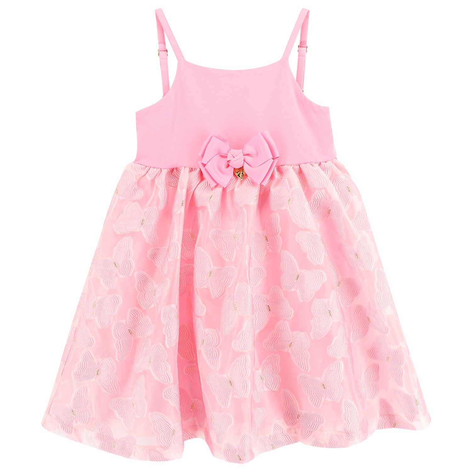 Girls Pink Butterfly Dress, 1, hi-res