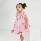 Baby Girls Pink Tulle Floral Dottie Dress, 1, hi-res
