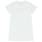Girls White Logo Dress, 1, hi-res