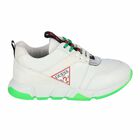 Boys White & Green Logo Trainers, 1, hi-res