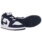 Navy Blue & White Air Jordan 1 Mid Trainers, 1, hi-res