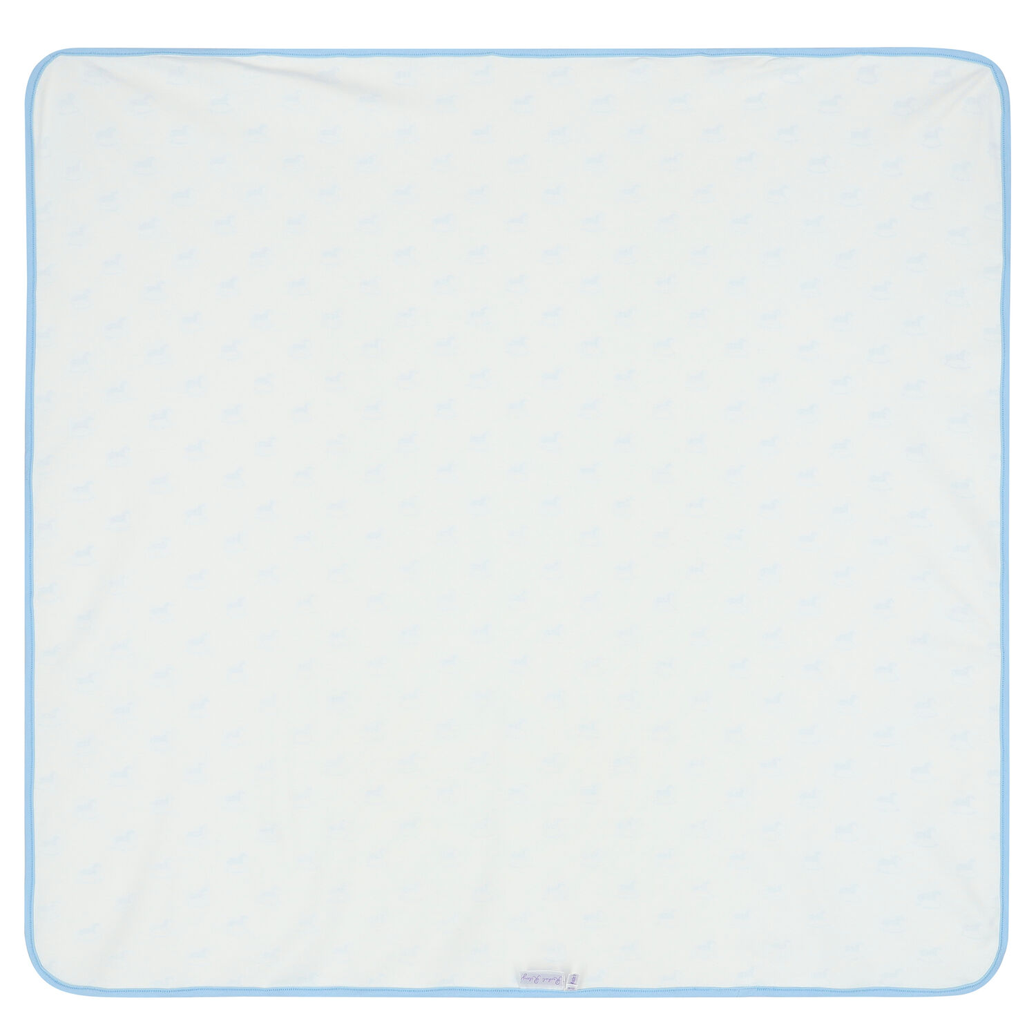 Baby Boys Ivory & Blue Horse Blanket, 1, hi-res