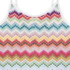 Girls Multi-Coloured Zig Zag Crochet Swimsuit, 1, hi-res