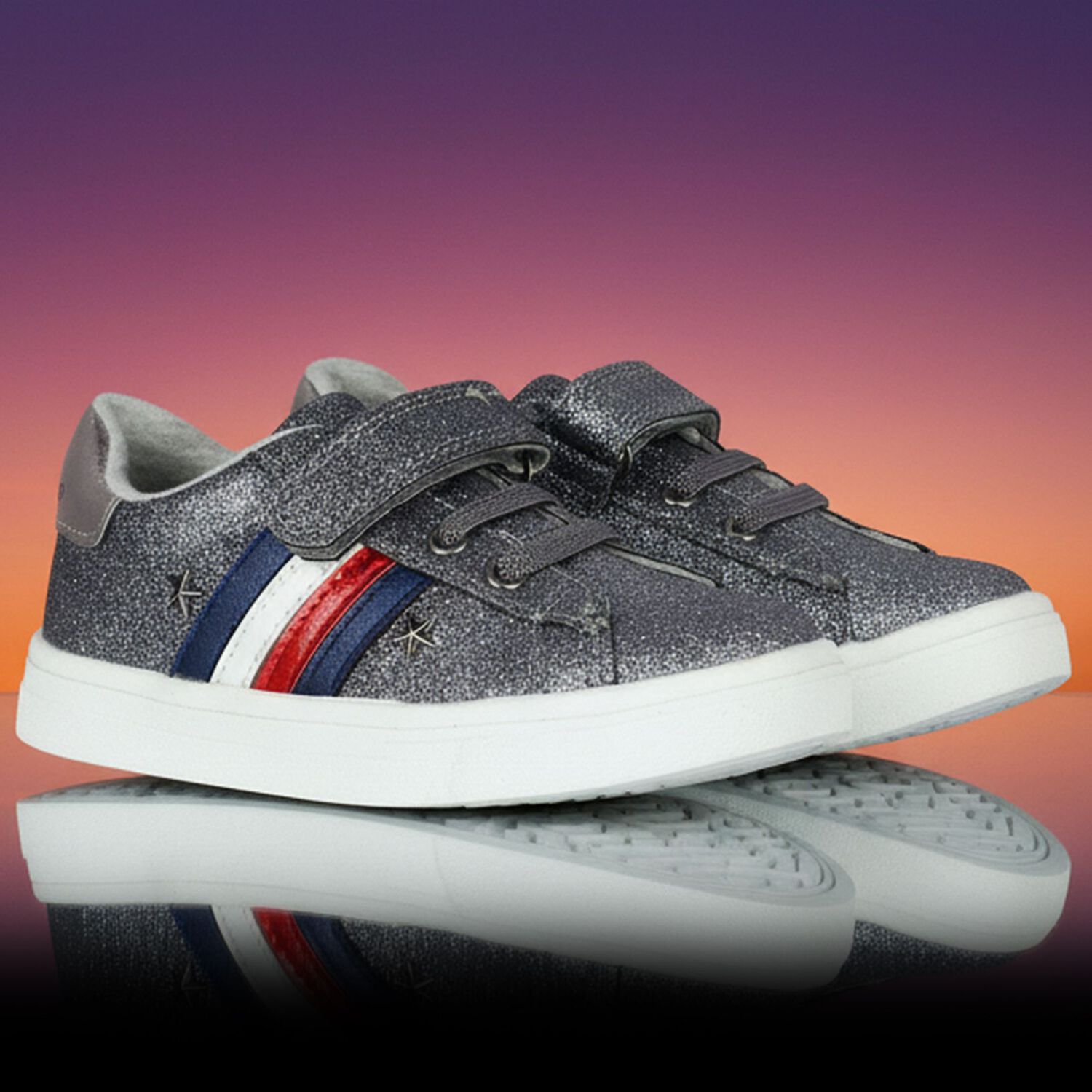 Girls Silver Logo Trainers, 1, hi-res