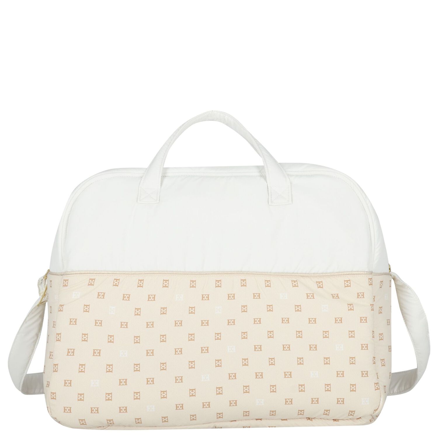 White & Beige Logo Baby Changing Bag ( 42cm ), 1, hi-res