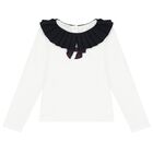 Girls White Long Sleeve Top, 1, hi-res
