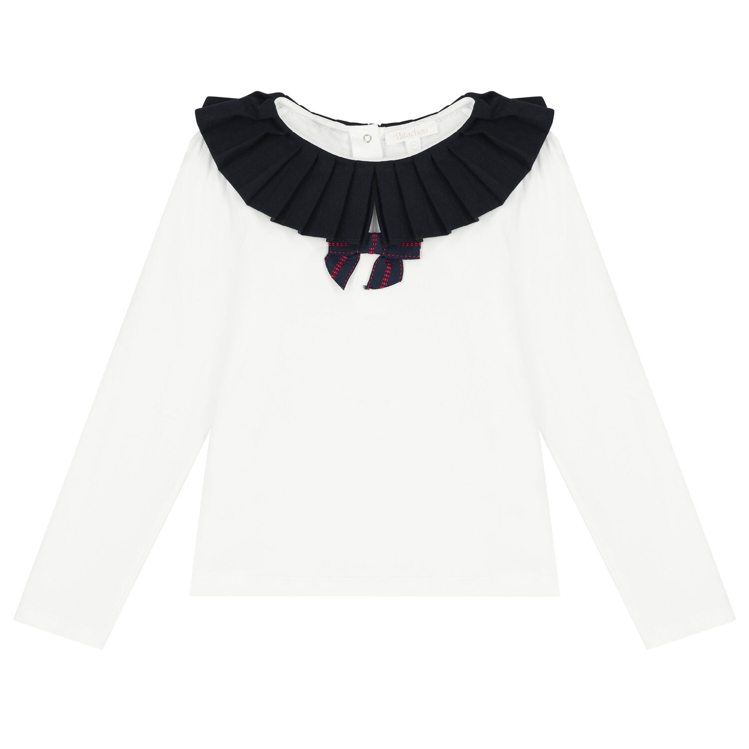 Girls White Long Sleeve Top, 1, hi-res