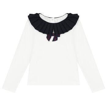 Girls White Long Sleeve Top