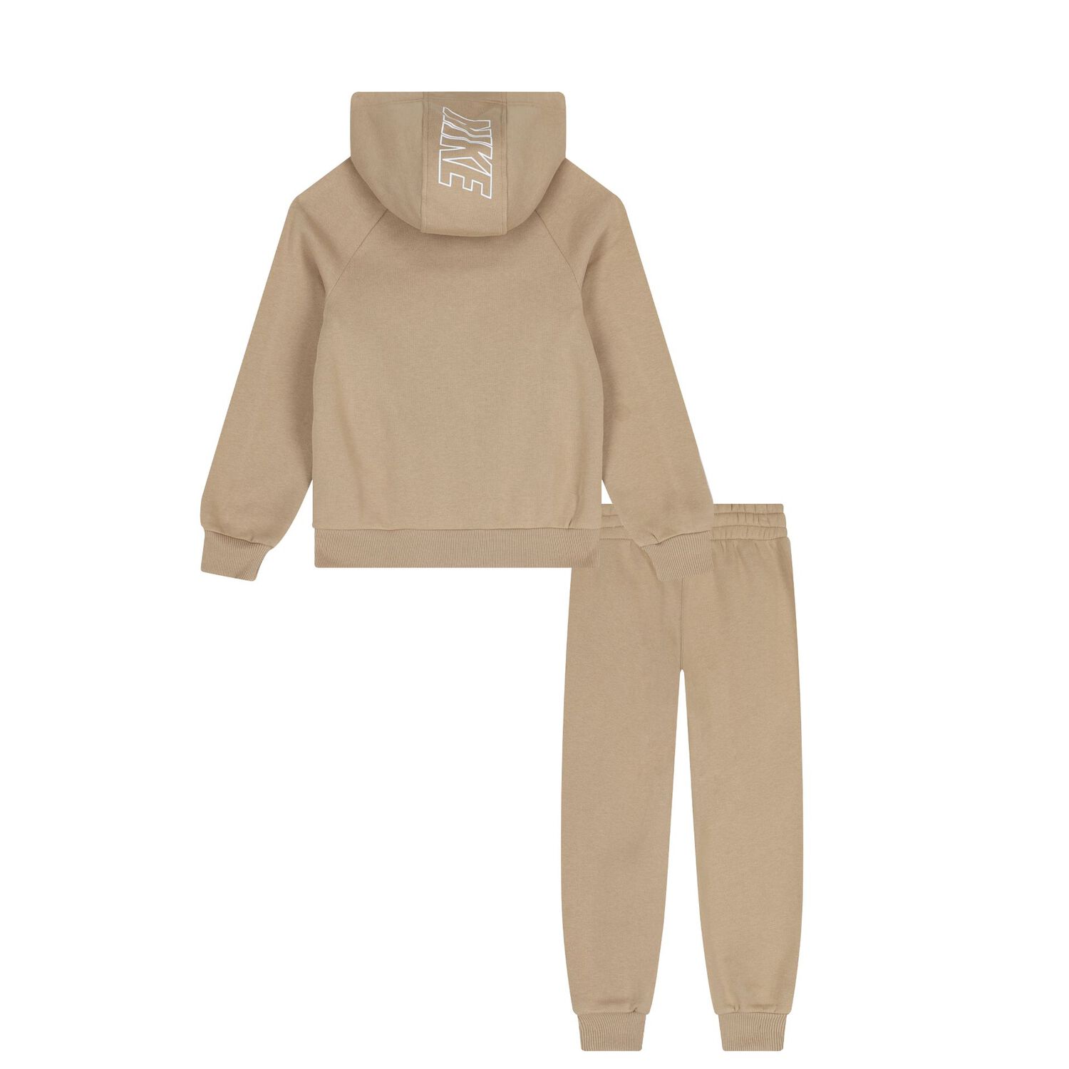 Boys Beige Swoosh Logo Tracksuit, 2, hi-res