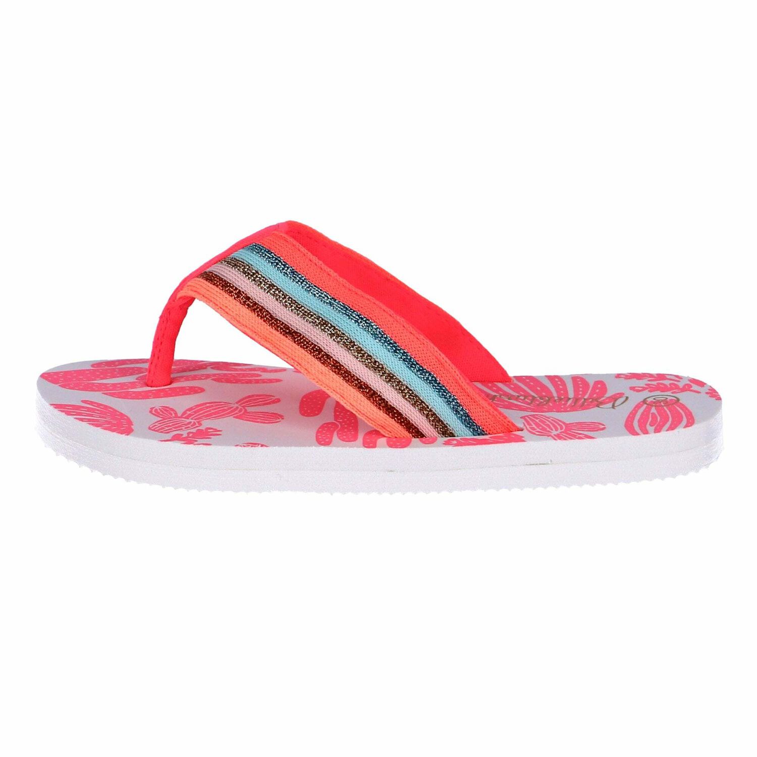 Girls Pink & White Glitter Flip Flops, 1, hi-res image number null