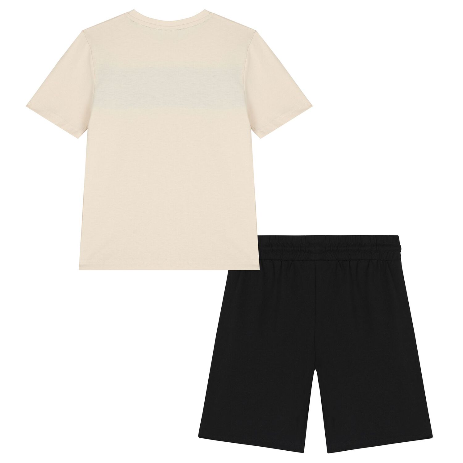 Boys Beige  & Black Logo Shorts Set, 2, hi-res