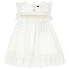 Younger Girls White Logo Chiffon Dress, 1, hi-res