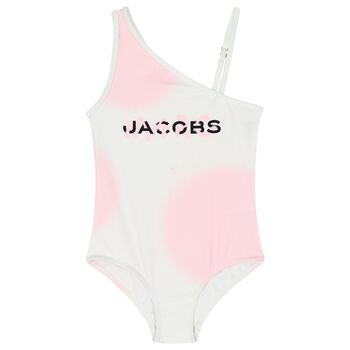 Girls Pink & White Logo Swmsuit