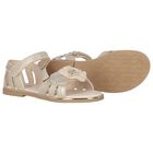 Girls Beige Flower Sandals, 1, hi-res