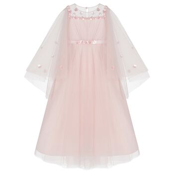 Girls Cornelia Pink Layered Tulle Floral Dress