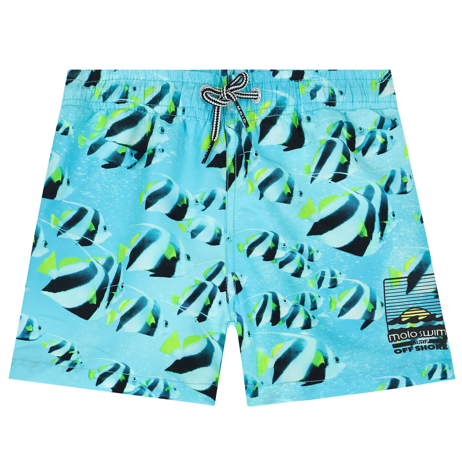Boys Blue Fish Swim Shorts, 1, hi-res