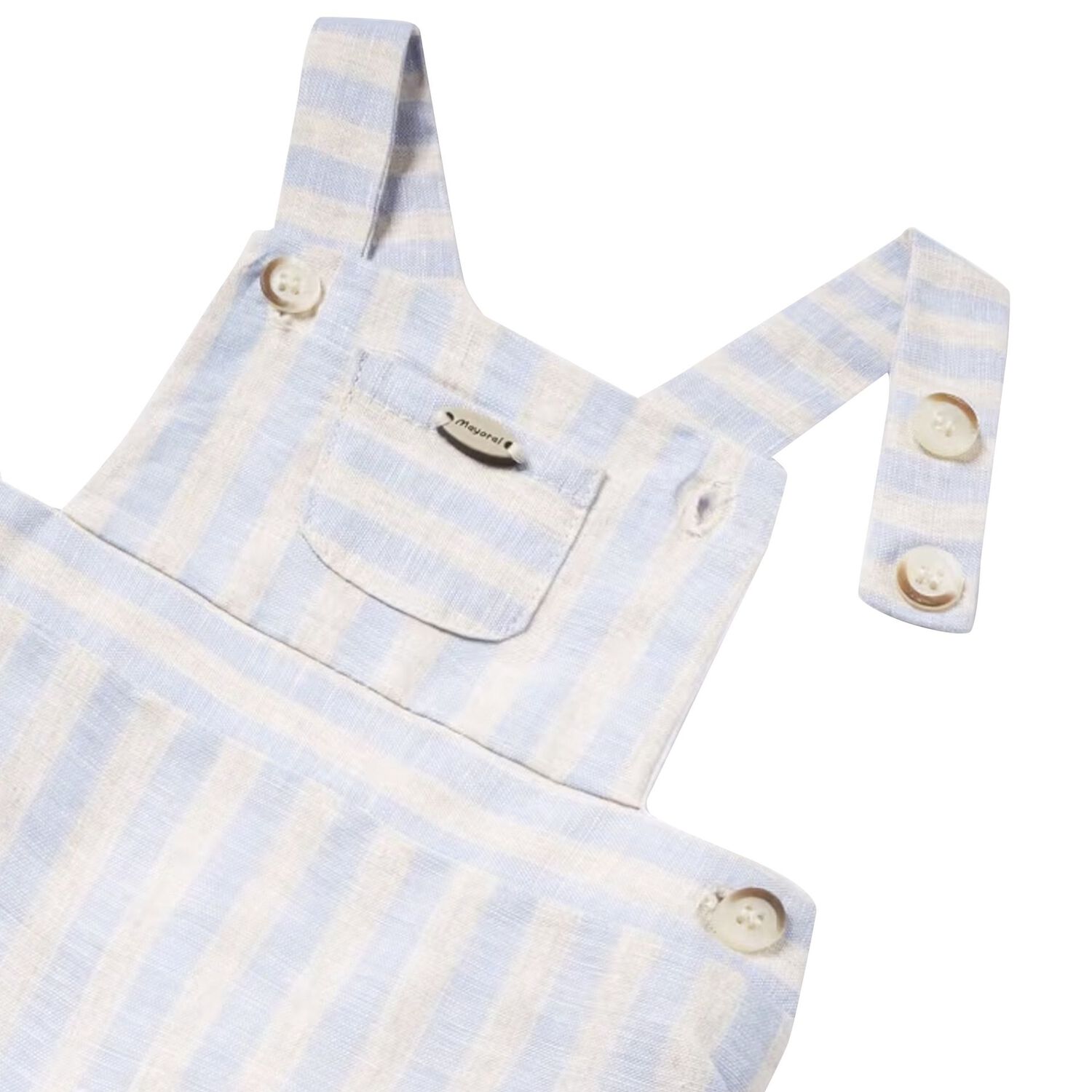 Baby Boys White & Blue Striped Dungaree Set, 1, hi-res image number null