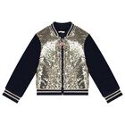 Girls Navy Blue & Gold Sequin Zip Up Top, 1, hi-res